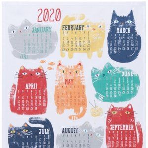Now Designs 2020 Cat Calendar Tea Towel NWT